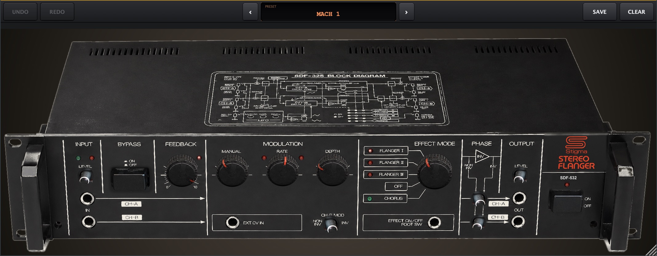 Stereo Flanger — full view, running